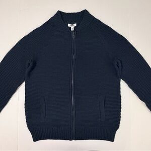Express Dark Blue Ribbed Zip-Up Sweater